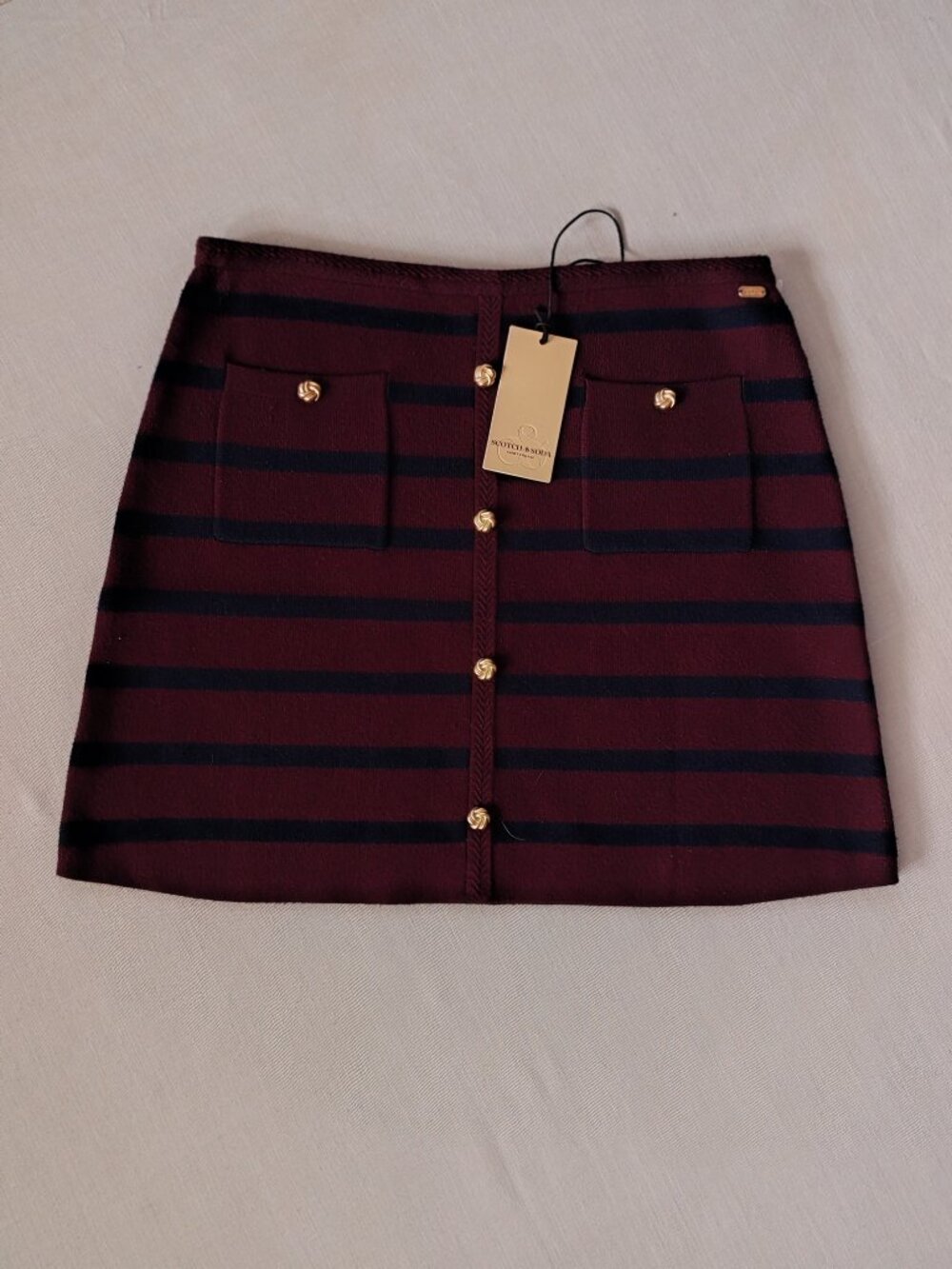 Scotch & Soda NWT Striped Knit Mini Skirt with Gold Buttons - XL - Picture 6 of 15